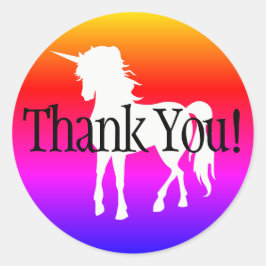 Adesivo Redondo Unicorn Rainbow Ombre Obrigado