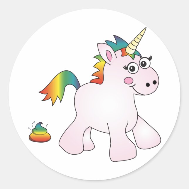 Adesivo Redondo Unicorn Rainbow Poop - Stickers (Frente)