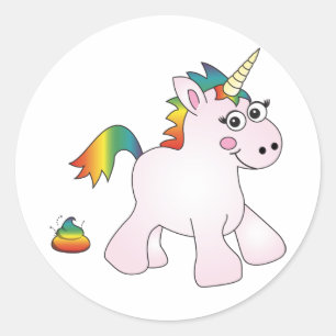 Adesivo Redondo Unicorn Rainbow Poop - Stickers