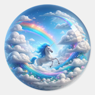 Adesivo Redondo Unicorn Rainbow Sticker - Magia Fantástica em Cris