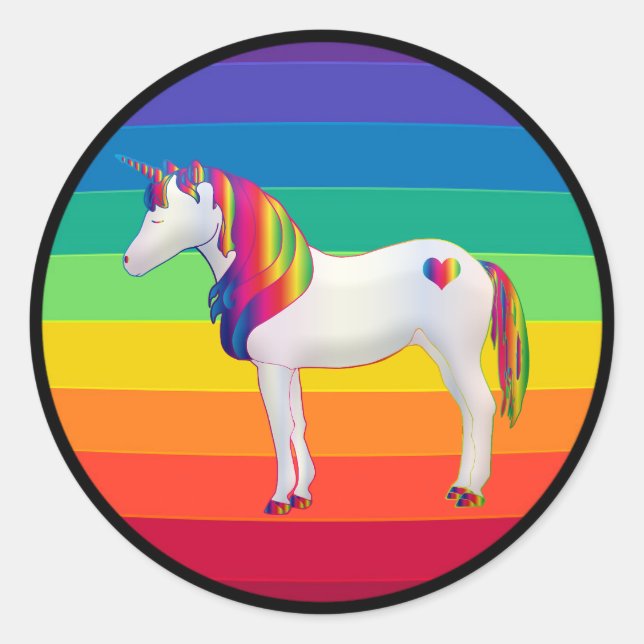 Adesivo Redondo Unicorn Rainbow Stickers (Frente)
