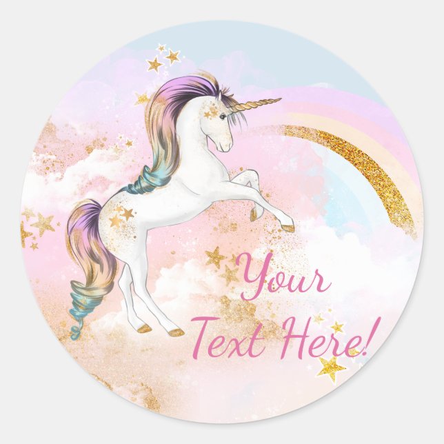 Adesivo Redondo Unicorn Rainbow Stickers (Frente)