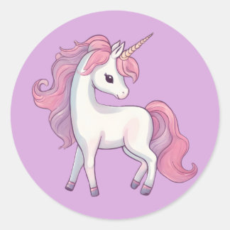 Adesivo Redondo Unicorn Round Stickers - Lilac