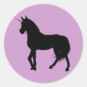 Adesivo Redondo Unicorn Silhouette Sticker