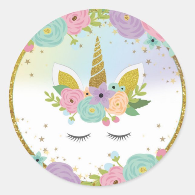Adesivo Redondo Unicorn Sticker (Frente)