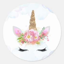 Adesivo Redondo Unicorn Sticker