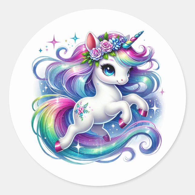 Adesivo Redondo Unicorn Stickers (Frente)