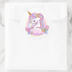 Adesivo Redondo Unicorn Stickers