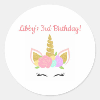 Adesivo Redondo Unicorn Themed Birthday Party Sticker Round