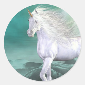 Adesivo Redondo Unicorn White Beauty Sticker