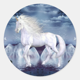Adesivo Redondo Unicorn White Beauty Sticker