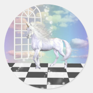 Adesivo Redondo Unicorn White Beauty Sticker