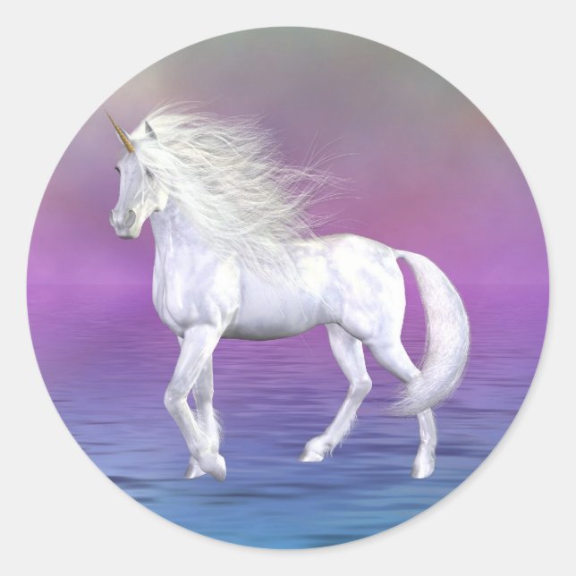 Adesivo Redondo Unicorn White Beauty Sticker (Frente)