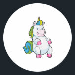 Adesivo Redondo Unicorn with big Belly<br><div class="desc">This design is the perfect gift for a birthday,  Christmas and other celebrations. It is suitable for women,  men and kids.</div>