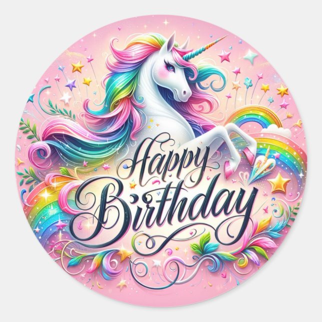 Adesivo Redondo Unicorn Wonders Stickers (Frente)