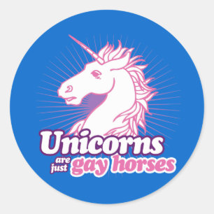 ADESIVO REDONDO UNICÓRNES SÃO APENAS CAVALOS GAYS