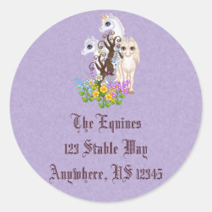 Adesivo Redondo Unicórnio Amigos Pixel Art