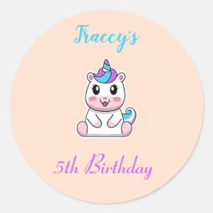 Adesivo Redondo unicórnio branco, branco, rosa