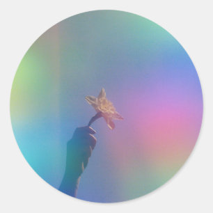 Adesivo Redondo Unicórnio Colorido de Folha Holográfica