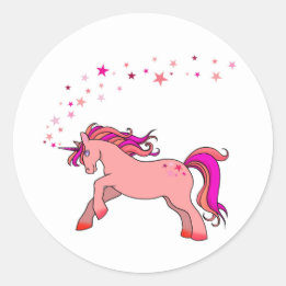 Adesivo Redondo Unicórnio com Stars Round Sticker