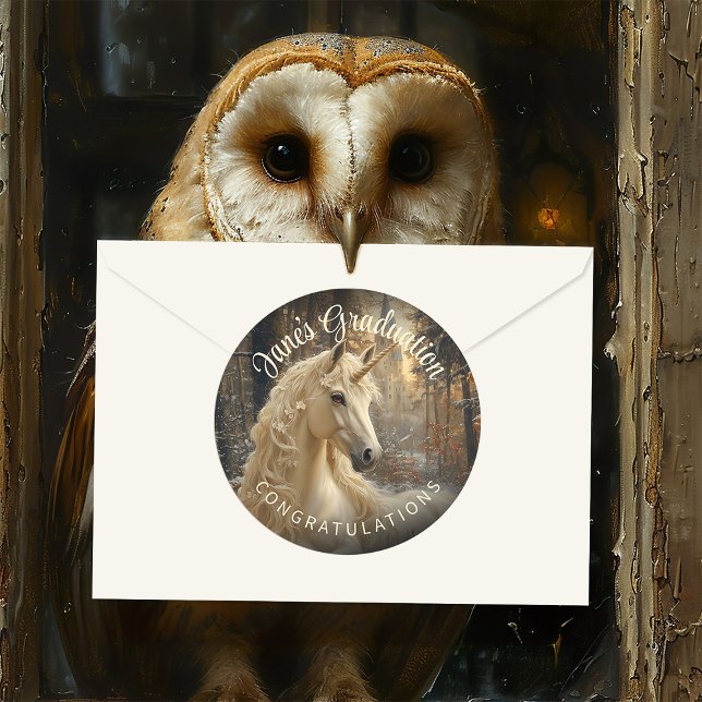 Adesivo Redondo Unicórnio da Floresta Nevada Pônei Enfeitiçado Sép (Criador carregado)