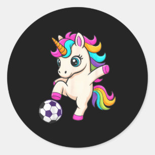 Adesivo Redondo Unicórnio de Futebol Engraçado Só Menina que Ama G