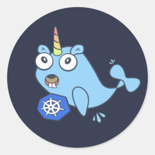 Adesivo Redondo Unicórnio Docker de gopher Golang com Kubernetes