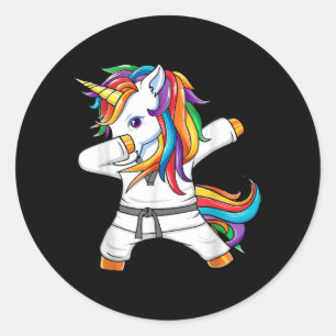 Adesivo Redondo Unicórnio Engraçado Fazendo Dab Brazilian Jiu-Jits