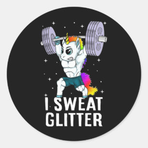 Adesivo Redondo Unicórnio Eu Suei Glitter Engraçado Homens De Trab