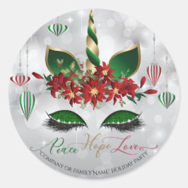 Adesivo Redondo Unicórnio Festivo Enfrenta Esperança de Paz e Amor