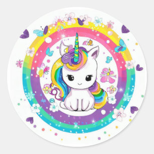 Adesivo Redondo unicórnio fofo