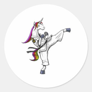 Adesivo Redondo Unicórnio Karatê Ninja Artes Marciais Judô Kickbox