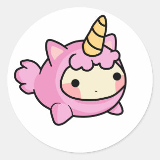 Adesivo Redondo Unicornio Kawaii