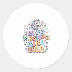 Adesivo Redondo Unicórnio Na Minha Era de Garota Mágica Kawaii Ade