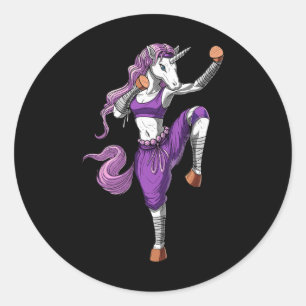 Adesivo Redondo Unicórnio Ninja Karatê Kickboxing Muay Thai Artes