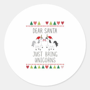 Adesivo Redondo Unicórnios de Natal Camiseta de Natal Feia Amante