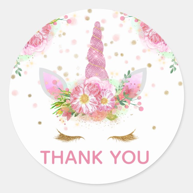 Adesivo Redondo Unicórnios em Bloom (Frente)