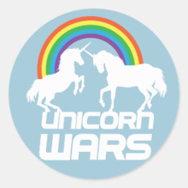 Adesivo Redondo Unicorns Guerras com Arco-Íris