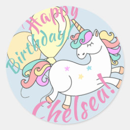 Adesivo Redondo Unicornt Birthday Stickers Personalizados