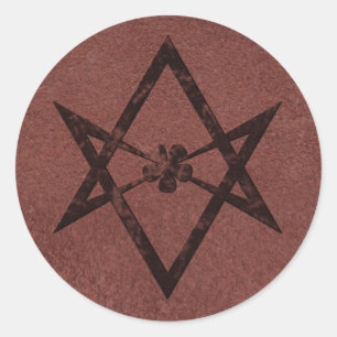 Adesivo Redondo Unicursal Hexagram - Símbolo Télico do Couro Verme