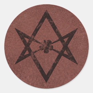 Adesivo Redondo Unicursal Hexagram - Símbolo Télico do Couro Verme