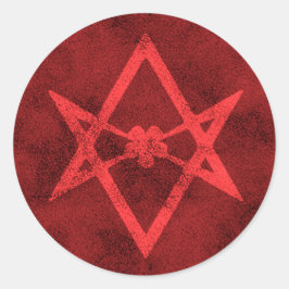 Adesivo Redondo Unicursal Hexagram (Textura Vermelha)