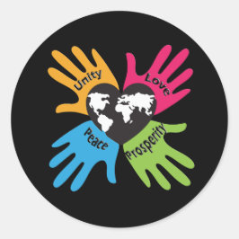 Adesivo Redondo Unidade, Amor, Paz, Prosperidade