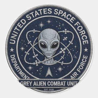 Adesivo Redondo Unidade de Combate de Alien Cinza