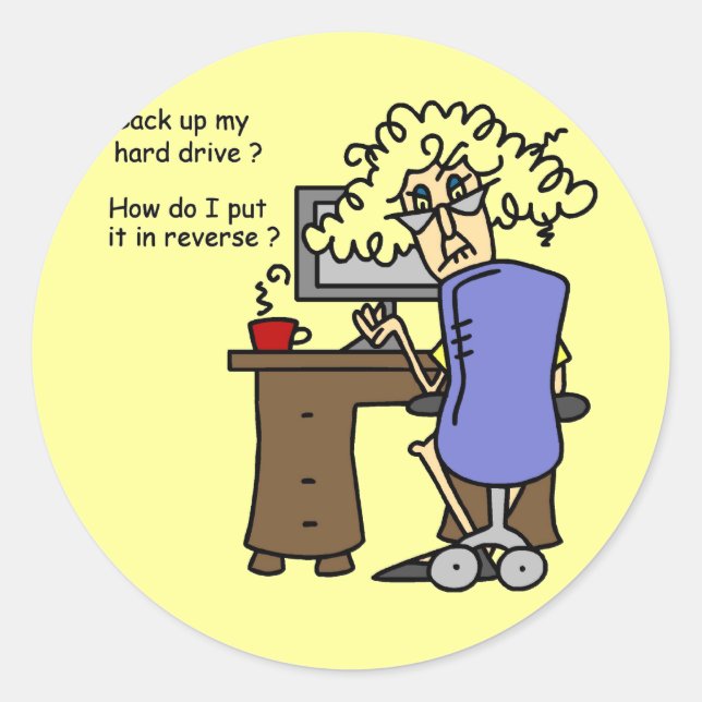 Adesivo Redondo Unidade de duro para trás com Humor (Frente)