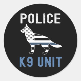 Adesivo Redondo Unidade K9 da Polícia de German shepherd K9, Linha