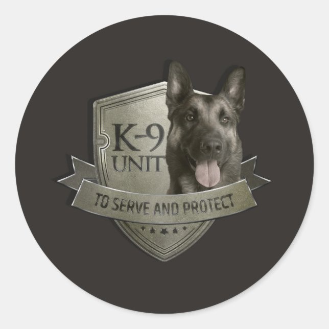 Adesivo Redondo Unidade K9 - Malinois - pastor belga (Frente)