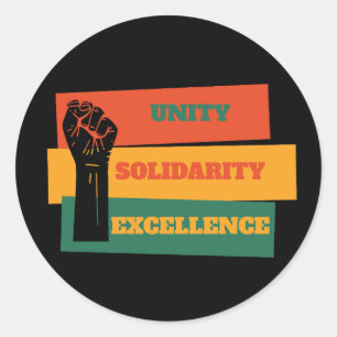 Adesivo Redondo Unidade, Solidariedade, Excelência História Negra 