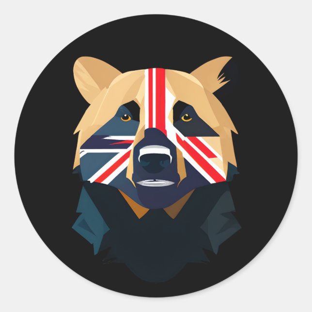 Adesivo Redondo Union Jack Bear (Frente)
