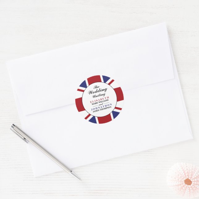 Adesivo Redondo Union Jack Flag British Wedding (Envelope)
